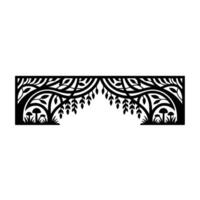 Stylized Forest Border, Intricate Black White, Foliage vector