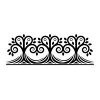 Elegant Botanical Border, Vintage Style Illustration, Trees vector