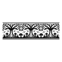 Stylized Forest Border, Intricate Black White - Trees vector