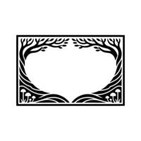 Stylized Forest Frame, Black White Botanical Illustration, Branches vector