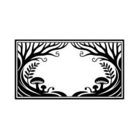 Enchanted Forest Frame, Botanical Illustration, Vintage Style, Branches vector