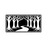 Stylized Forest Path, Art Nouveau Inspired Emblem vector