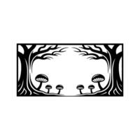 Mystical Forest Frame, Mushroom Motif, Dark Silhouette vector