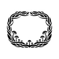 Tribal Mushroom Landscape - Intricate Border, Mystical Forest vector