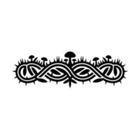 Mystical Forest Border, Intricate Black vector