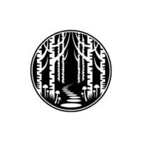 Enchanted Forest Path, Circular Emblem, Mystical Journey vector