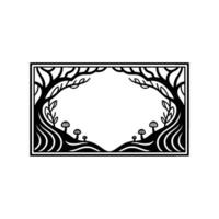 Enchanted Forest Frame, Stylized Woodland Border - Illustration vector