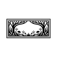 Stylized Forest Border, Intricate Blackwork vector