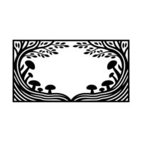 Stylized Forest Frame with Mushrooms, Art Deco Inspired vector