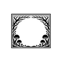 Intricate Forest Frame, Stylized Botanical Border, Illustration vector