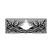 Abstract Tree Silhouette, Winding Waves, Minimalist vector
