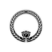 Elegant Rose Within a Laurel Wreath - Symbolic vector
