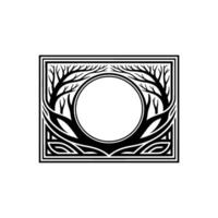 Geometric Tree Emblem, Circular Focus, Minimalist vector