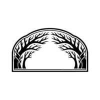 Arched Silhouette Winter Trees Geometric Frame vector