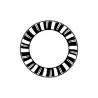 Minimalist Piano Ring, Circular Emblem, Black White vector