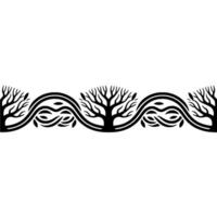 Stylized Tree Border, Elegant Line Art vector