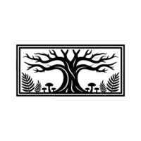 Mystical Tree of Life Emblem, Botanical Illustration, Forest vector