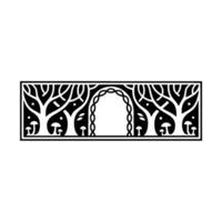Intricate Forest Gateway, Stylized Black White vector