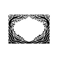 Intricate Forest Frame, Symbolic Growth, Dark Botanical Motif vector