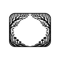 Botanical Frame, Forest Silhouette, Minimalist vector