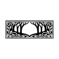 Elegant Black Silhouette Trees, Intricate Border vector