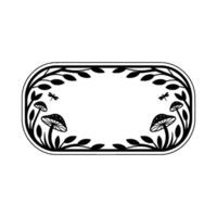 Botanical Emblem, Whimsical Frame, Mushroom Motif vector