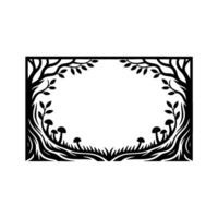 Intricate Forest Frame, Stylized Woodland Border, Blackwork vector
