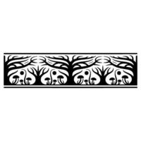 Intricate Forest Border, Stylized Mushroom Motif, Pattern vector