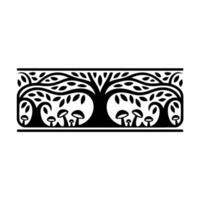 Stylized Tree Border, Vintage Botanical Illustration, Lineart vector