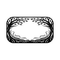 Elegant Botanical Frame, Serene Landscape, Black White vector