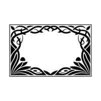 Art Nouveau Frame, Intricate Black Ornamentation, Elegant Border vector