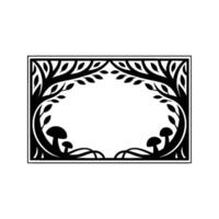 Stylized Forest Frame, Art Nouveau Botanical Border, Mushroom vector