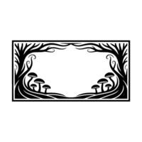 Enchanted Forest Frame Stylized Mushrooms Branches vector