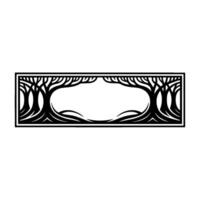 Stylized Tree Border, Elegant Frame, Minimalist vector