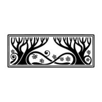 Elegant Black Tree Silhouette Border, Vintage Botanical, Trees vector