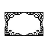 Enchanted Forest Frame Stylized Mushroom Tree Border vector