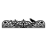 Gothic Botanical Border, Raven Silhouette vector