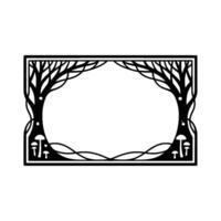 Intricate Forest Frame, Art Nouveau Botanical Border vector