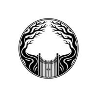 Mystical Gateway Circular Emblem of Hidden Passage vector