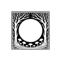 Ethereal Circle Forest Frame, Mystical Symbol vector