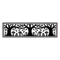 Stylized Forest Border, Black White, Intricate, Trees vector