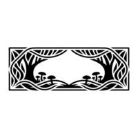 Stylized Forest Border, Celtic Motif, Mushroom Detail vector