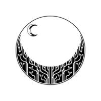 Celestial Silhouette Crescent Moon Delicate Branches vector