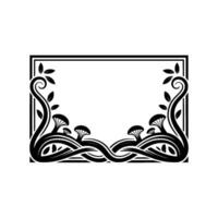 Art Deco Mushroom Frame Elegant Botanical Border vector