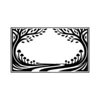 Stylized Forest Frame, Art Nouveau Inspired Border, Trees vector