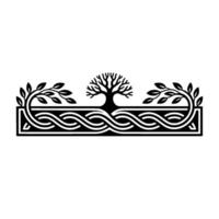 Celtic Tree of Life Emblem, Symbolic Border vector
