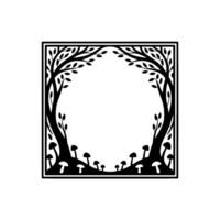 Enchanted Grove Frame, Botanical Illustration, Mystical Border, Forest vector