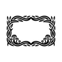 Mystical Mushroom Frame, Botanical Border, Organic vector