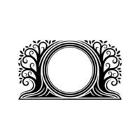 Elegant Ornamental Circle with Tree Motif, Vintage vector