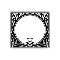 Art Nouveau Floral Frame, Elegant Botanical, Symmetry vector